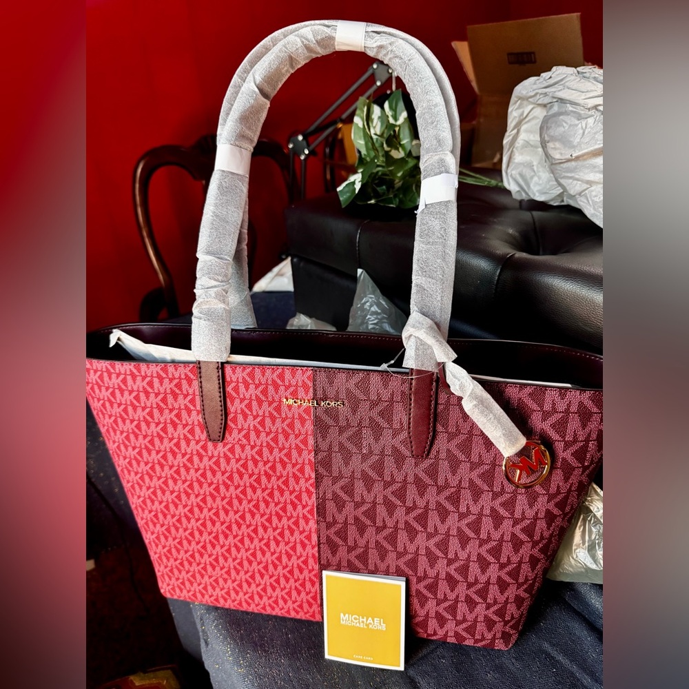 Michael Kors Red and Purple Women's Tote Bag